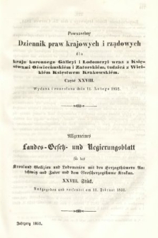 Powszechny Dziennik Praw Krajowych i Rządowych [...] = Allgemeines Landes-Gesetz- und Regierungs-Blatt [...]. 1851, oddział 2, cz. 28