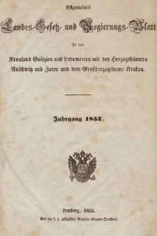Powszechny Dziennik Praw Krajowych i Rządowych [...] = Allgemeines Landes-Gesetz- und Regierungs-Blatt [...]. 1852 [całość]