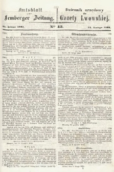 Amtsblatt zur Lemberger Zeitung = Dziennik Urzędowy do Gazety Lwowskiej. 1861, nr 43