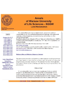 Annals of Warsaw University of Life Sciences SGGW. Land Reclamation