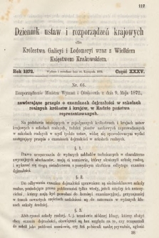 Dziennik Ustaw i Rozporządzeń Krajowych dla Królestwa Galicyi i Lodomeryi wraz z Wielkiem Księstwem Krakowskiem. 1872, cz. 35