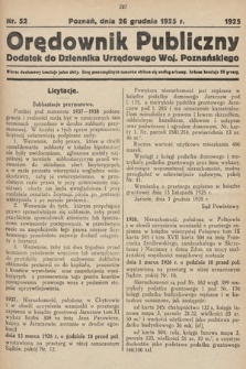 Orędownik Publiczny : dodatek do Dziennika Urzędowego Województwa Poznańskiego. 1925, nr 52