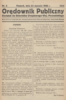Orędownik Publiczny : dodatek do Dziennika Urzędowego Województwa Poznańskiego. 1926, nr 4