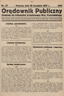 Orędownik Publiczny : dodatek do Dziennika Urzędowego Województwa Poznańskiego. 1927, nr 37