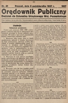 Orędownik Publiczny : dodatek do Dziennika Urzędowego Województwa Poznańskiego. 1927, nr 41
