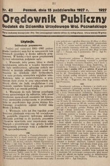 Orędownik Publiczny : dodatek do Dziennika Urzędowego Województwa Poznańskiego. 1927, nr 42