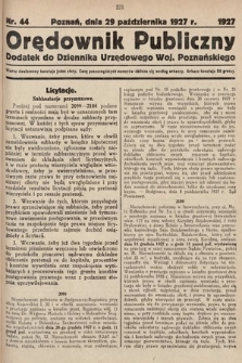 Orędownik Publiczny : dodatek do Dziennika Urzędowego Województwa Poznańskiego. 1927, nr 44