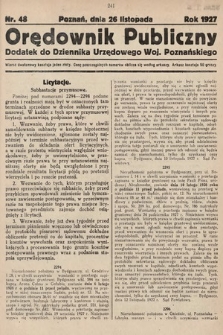 Orędownik Publiczny : dodatek do Dziennika Urzędowego Województwa Poznańskiego. 1927, nr 48