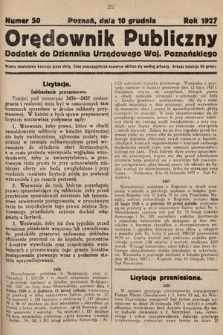Orędownik Publiczny : dodatek do Dziennika Urzędowego Województwa Poznańskiego. 1927, nr 50
