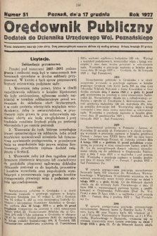 Orędownik Publiczny : dodatek do Dziennika Urzędowego Województwa Poznańskiego. 1927, nr 51