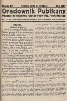 Orędownik Publiczny : dodatek do Dziennika Urzędowego Województwa Poznańskiego. 1927, nr 52