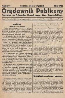 Orędownik Publiczny : dodatek do Dziennika Urzędowego Województwa Poznańskiego. 1928, nr 1