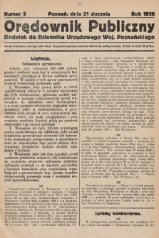 Orędownik Publiczny : dodatek do Dziennika Urzędowego Województwa Poznańskiego. 1928, nr 3