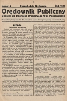 Orędownik Publiczny : dodatek do Dziennika Urzędowego Województwa Poznańskiego. 1928, nr 4