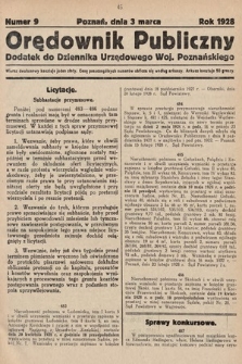 Orędownik Publiczny : dodatek do Dziennika Urzędowego Województwa Poznańskiego. 1928, nr 9