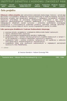 Centrum doskonałości ANIMBIOGEN in EU. Centre of Excellence in Genomics, Biotechnology and Quality of Animal Products in Sustainable Production Systems with consideration of Animal Welfare.