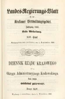 Dziennik Rządu Krajowego dla Okręgu Administracyjnego Krakowskiego. 1859, oddział 1, z. 44