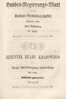 Dziennik Rządu Krajowego dla Okręgu Administracyjnego Krakowskiego. 1859, oddział 1, z. 55