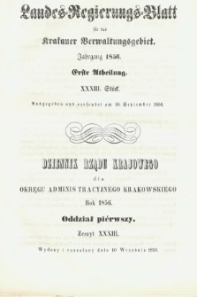 Dziennik Rządu Krajowego dla Obrębu Zarządu Krakowskiego. 1856, oddział 1, z. 33