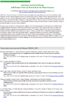 American Journal of Botany. AJB Primer Notes & Protocols in the Plant Sciences