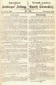 Amtsblatt zur Lemberger Zeitung = Dziennik Urzędowy do Gazety Lwowskiej. 1864, nr 34