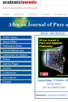 African Journal of Pure and Applied Chemistry