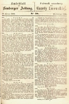 Amtsblatt zur Lemberger Zeitung = Dziennik Urzędowy do Gazety Lwowskiej. 1864, nr 38
