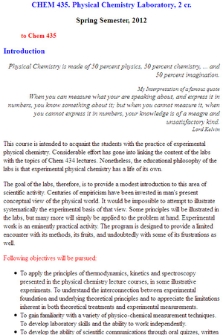 Physical chemistry laboratory : CHEM 435