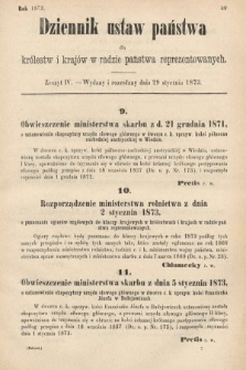 Dziennik Ustaw Państwa dla Królestw i Krajów w Radzie Państwa Reprezentowanych. 1873. zeszyt 4