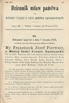 Dziennik Ustaw Państwa dla Królestw i Krajów w Radzie Państwa Reprezentowanych. 1873. zeszyt 12