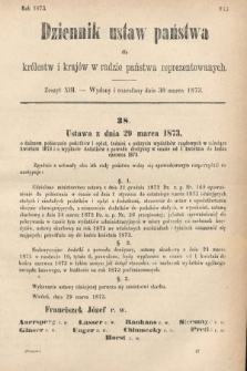 Dziennik Ustaw Państwa dla Królestw i Krajów w Radzie Państwa Reprezentowanych. 1873. zeszyt 13
