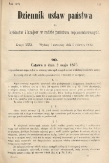 Dziennik Ustaw Państwa dla Królestw i Krajów w Radzie Państwa Reprezentowanych. 1873. zeszyt 31