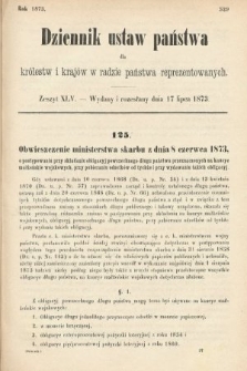 Dziennik Ustaw Państwa dla Królestw i Krajów w Radzie Państwa Reprezentowanych. 1873. zeszyt 45