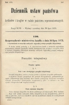 Dziennik Ustaw Państwa dla Królestw i Krajów w Radzie Państwa Reprezentowanych. 1873. zeszyt 47