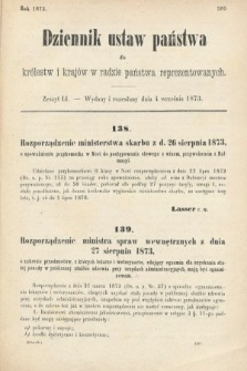 Dziennik Ustaw Państwa dla Królestw i Krajów w Radzie Państwa Reprezentowanych. 1873. zeszyt 51