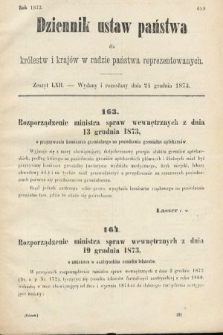 Dziennik Ustaw Państwa dla Królestw i Krajów w Radzie Państwa Reprezentowanych. 1873. zeszyt 61