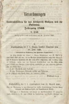 Verordnungen der Landesbehörden für das Königreich Galizien und die Bukovina. 1860, Stück 2