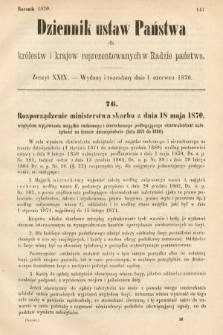 Dziennik Ustaw Państwa dla Królestw i Krajów Reprezentowanych w Radzie Państwa. 1870, z. 29