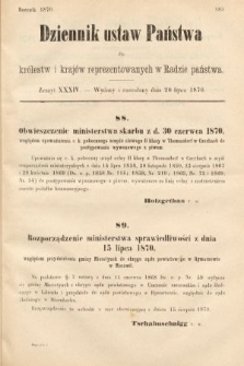 Dziennik Ustaw Państwa dla Królestw i Krajów Reprezentowanych w Radzie Państwa. 1870, z. 34