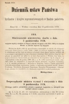 Dziennik Ustaw Państwa dla Królestw i Krajów Reprezentowanych w Radzie Państwa. 1870, z. 51