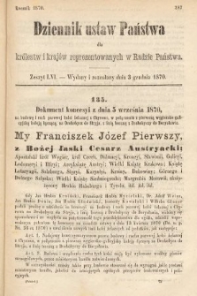 Dziennik Ustaw Państwa dla Królestw i Krajów Reprezentowanych w Radzie Państwa. 1870, z. 56