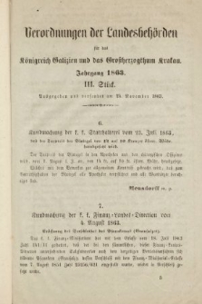 Verordnungen der Landesbehörden für das Königreich Galizien und Grossherzogthum Krakau. 1863, Stück 3