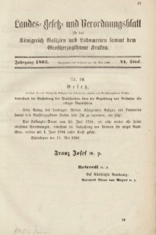 Landes-Gesetz- und Verordnungsblatt für das Königreich Galizien und Lodomerien sammt dem Großherzogthume Krakau. 1866, Stück 6