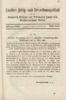 Landes-Gesetz- und Verordnungsblatt für das Königreich Galizien und Lodomerien sammt dem Großherzogthume Krakau. 1866, Stück 8