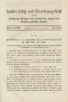 Landes-Gesetz- und Verordnungsblatt für das Königreich Galizien und Lodomerien sammt dem Großherzogthume Krakau. 1866, Stück 9