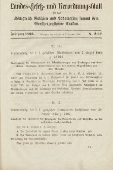 Landes-Gesetz- und Verordnungsblatt für das Königreich Galizien und Lodomerien sammt dem Großherzogthume Krakau. 1866, Stück 10