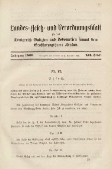 Landes-Gesetz- und Verordnungsblatt für das Königreich Galizien und Lodomerien sammt dem Großherzogthume Krakau. 1866, Stück 12