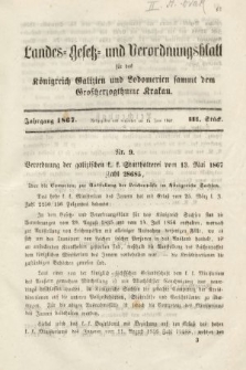 Landes-Gesetz- und Verordnungsblatt für das Königreich Galizien und Lodomerien sammt dem Großherzogthume Krakau. 1867, Stück 3
