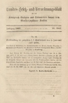 Landes-Gesetz- und Verordnungsblatt für das Königreich Galizien und Lodomerien sammt dem Großherzogthume Krakau. 1867, Stück 4