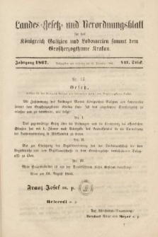 Landes-Gesetz- und Verordnungsblatt für das Königreich Galizien und Lodomerien sammt dem Großherzogthume Krakau. 1867, Stück 7
